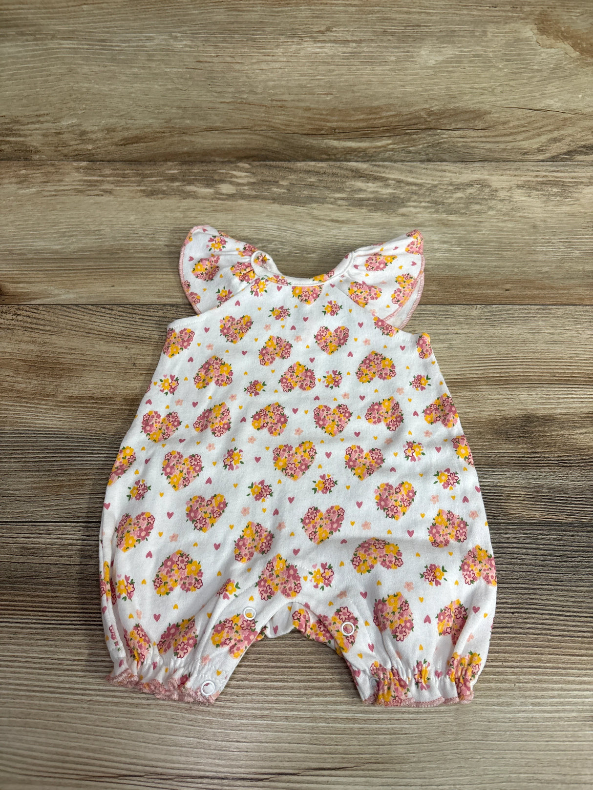 Little Beginnings Floral Hearts Shortie Romper White sz 3-6m