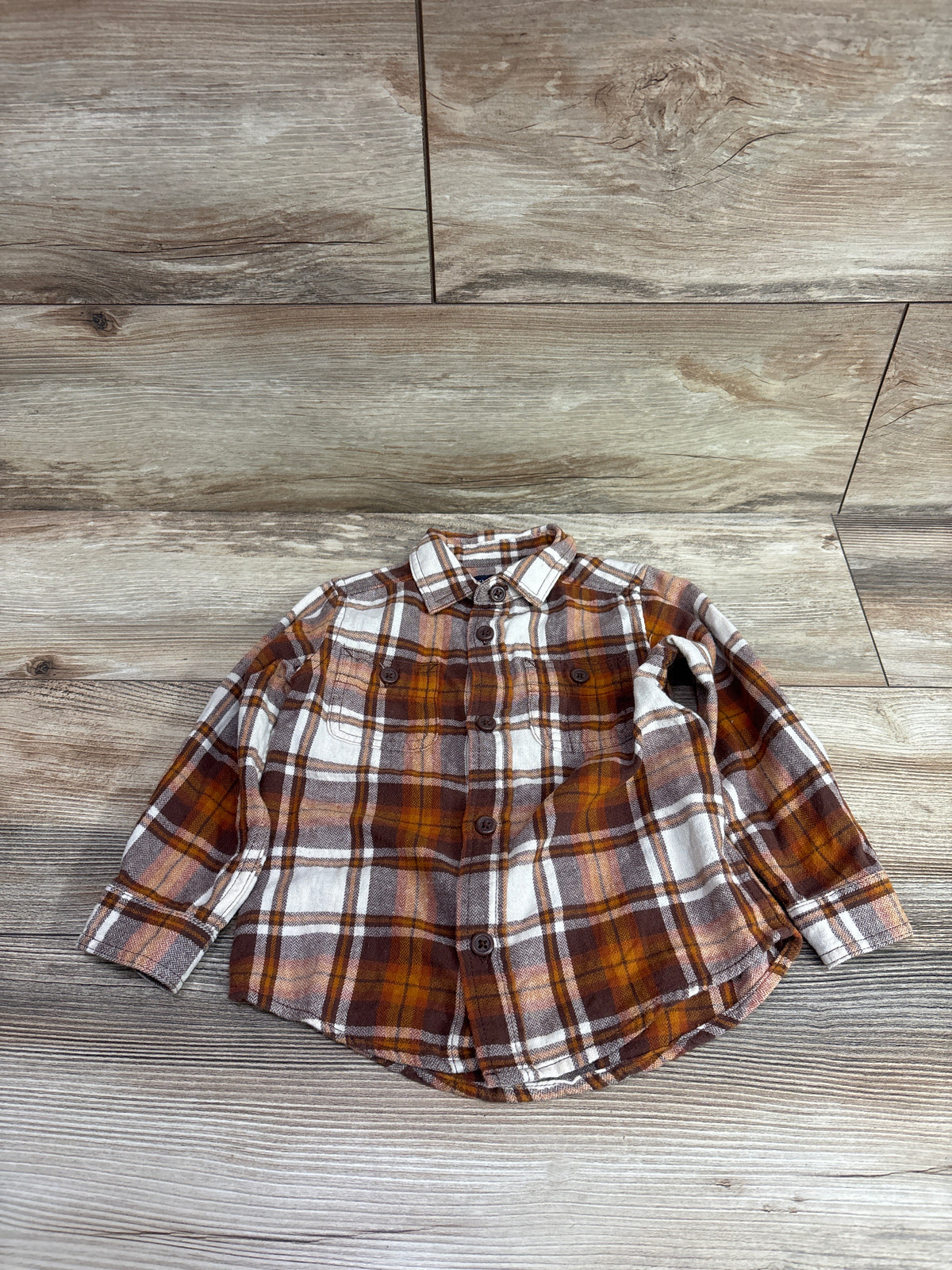 Children's Place Plaid Flannel Shirt Orange sz 2T