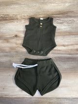2pc Thermal Bodysuit & Shorts Green sz 3-6m