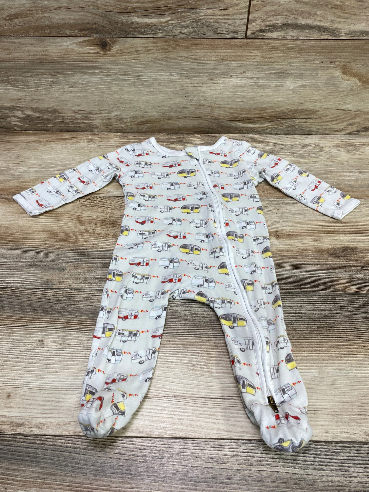 Milkbarn Vintage Trailers Organic Cotton Footie Grey sz 6-9m