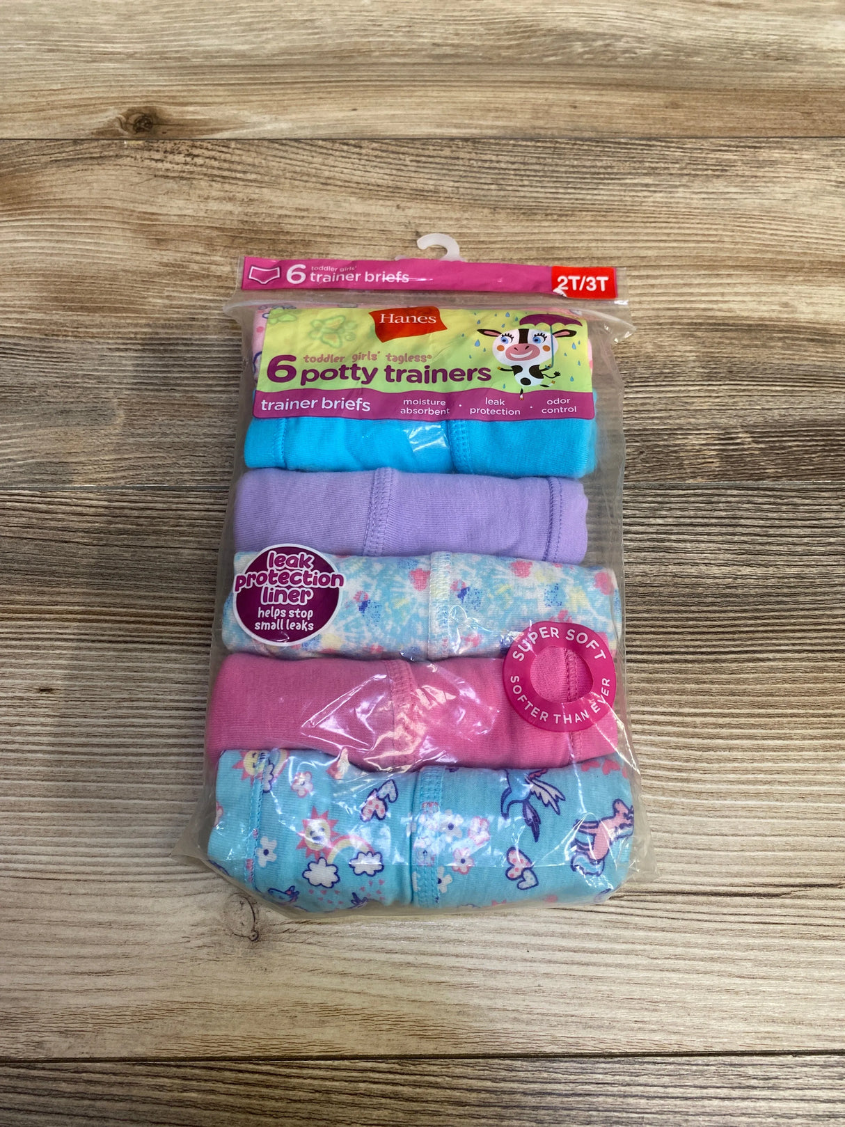 NEW Hanes Toddler Girls' 6pk Training Briefs sz 2T/3T