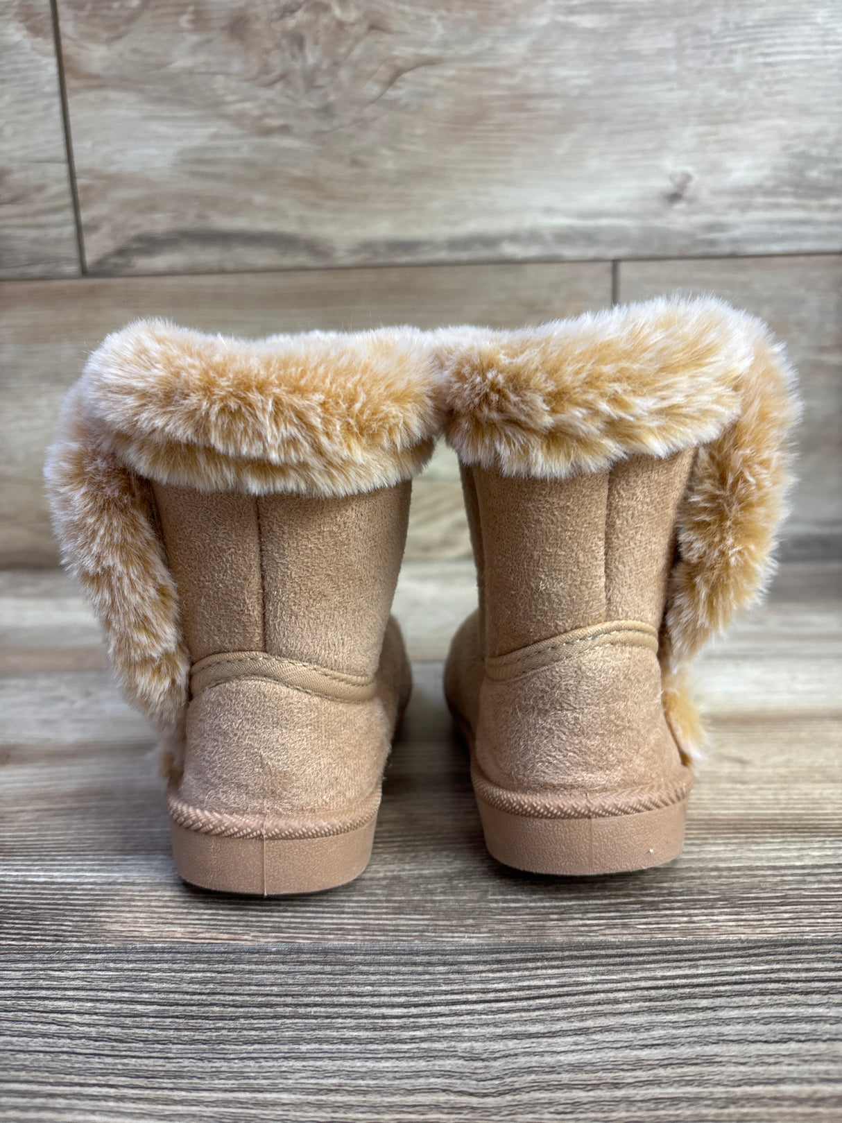First Steps by Stepping Stone Faux Fur Boots, Tan sz 6c