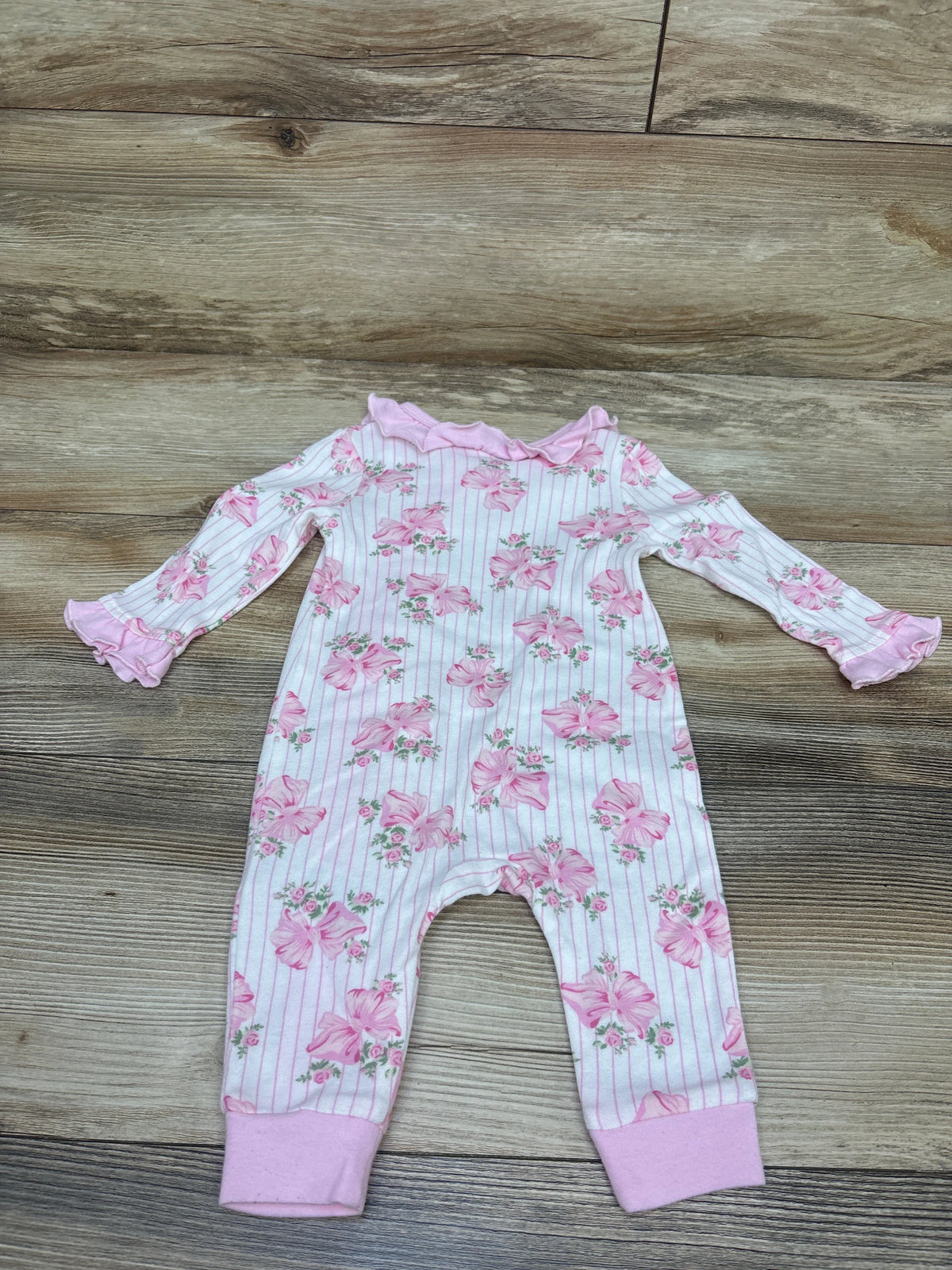 Baby Essentials Floral Ruffle Zip Coverall White sz 6m