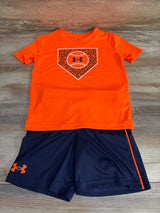 NEW Under Armour 2pc Baseball Active Shirt & Shorts Set Orange sz 4T