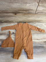Modern Moments 2pc Ribbed Coverall & Hat Set Brown sz 0-3m