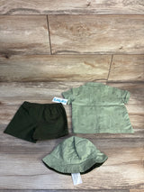 NEW Carter's 3pc Button-Up Shirt, Shorts, & Hat Set Green sz 6m