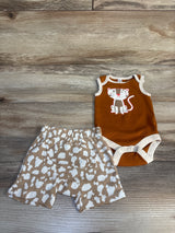 Okie Dokie 2pc Big Cat Bodysuit & Bottoms Set Rust sz Newborn