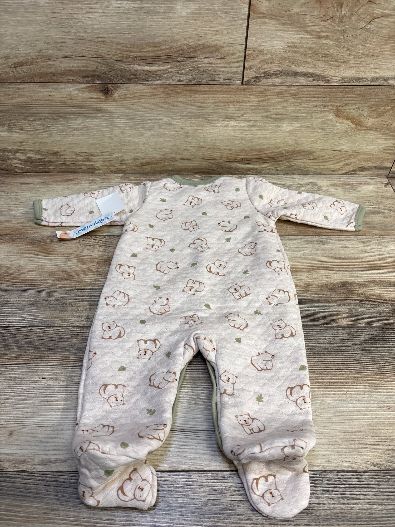 NEW Baby Views Quilted Footed Bear Coverall Beige sz 6-9m
