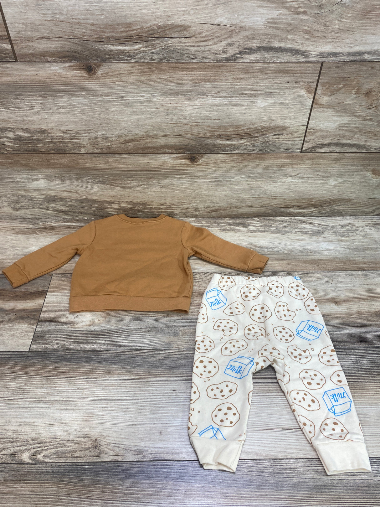 Cat & Jack 2pc Milk & Cookies Sweatshirt Set Brown sz 6-9m