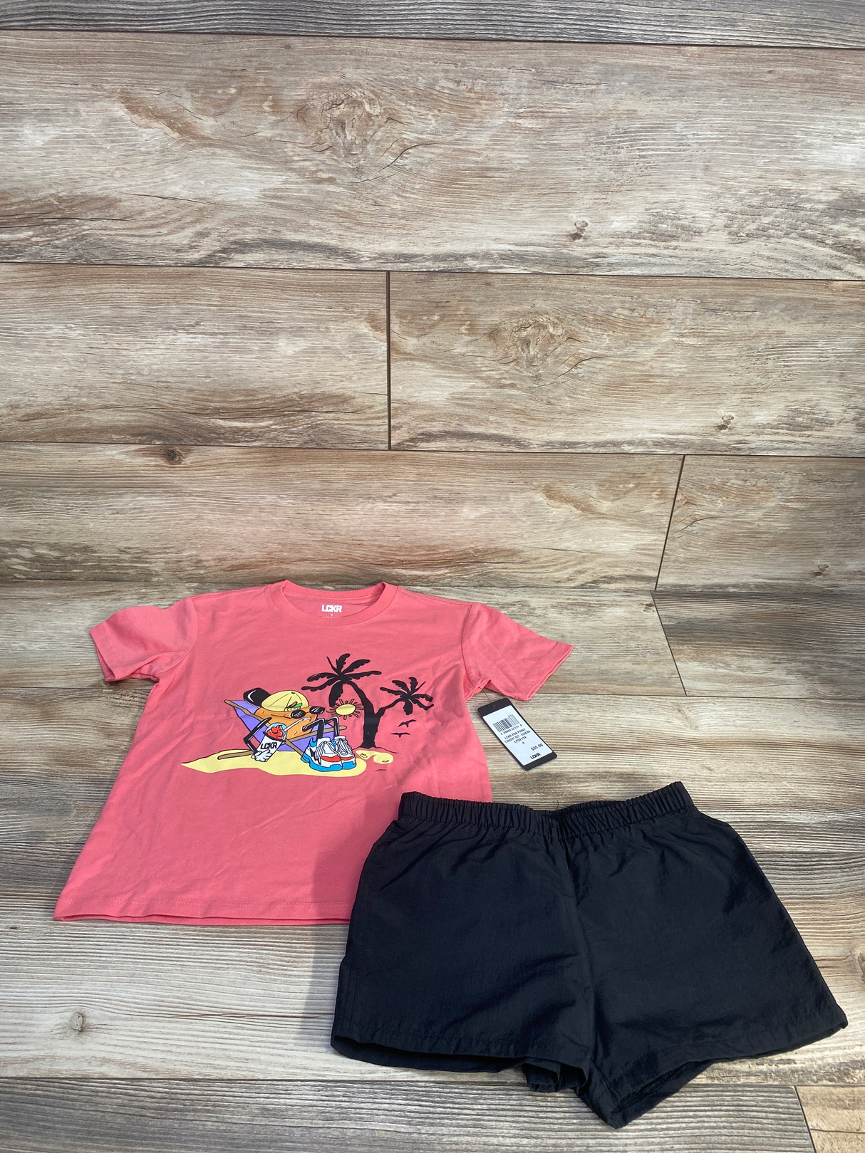 NEW LCKR 2pc Shirt & Shorts Pink/Black sz 4T