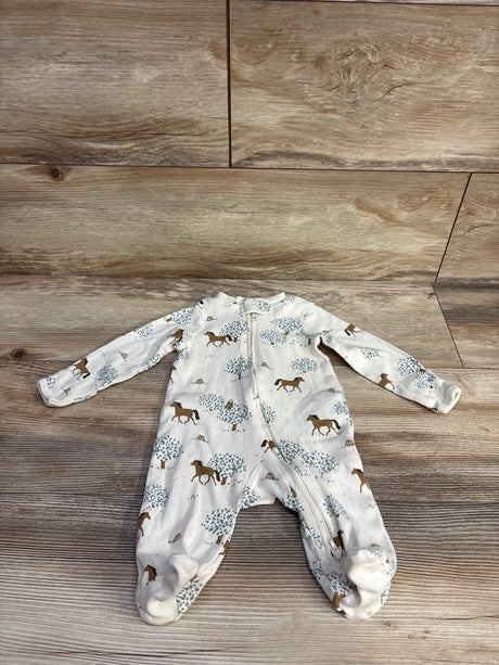 Little Planet Horse Print Sleeper Cream sz 3m - Me n Mommy To Be
