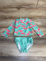 Just One You Flamingo Rashgaurd Set Light Blue sz 2T