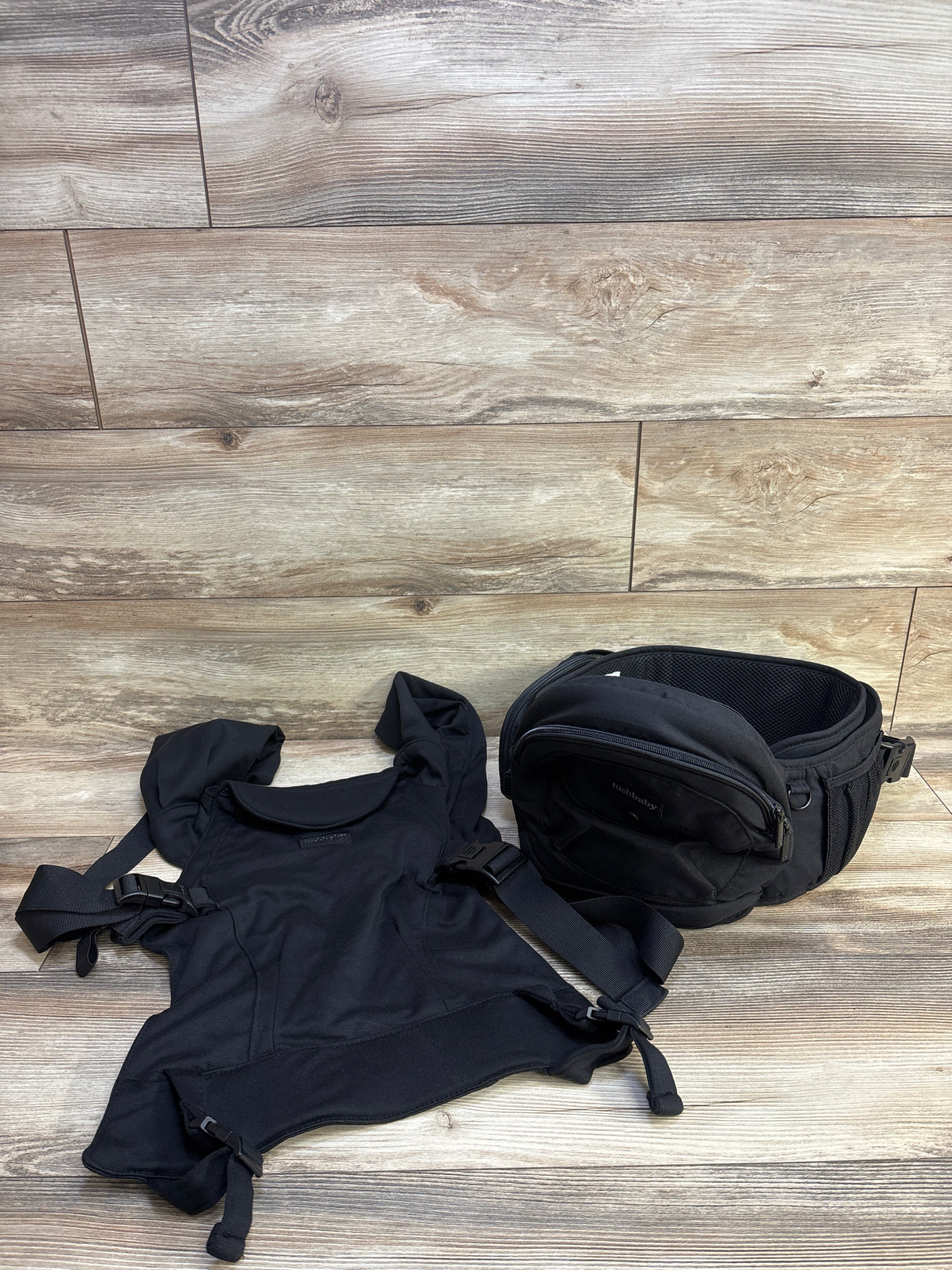 Tushbaby Hip Seat w/ The Hands-Free Attachment 2-in-1 Combo Carrier up to 45lbs Black