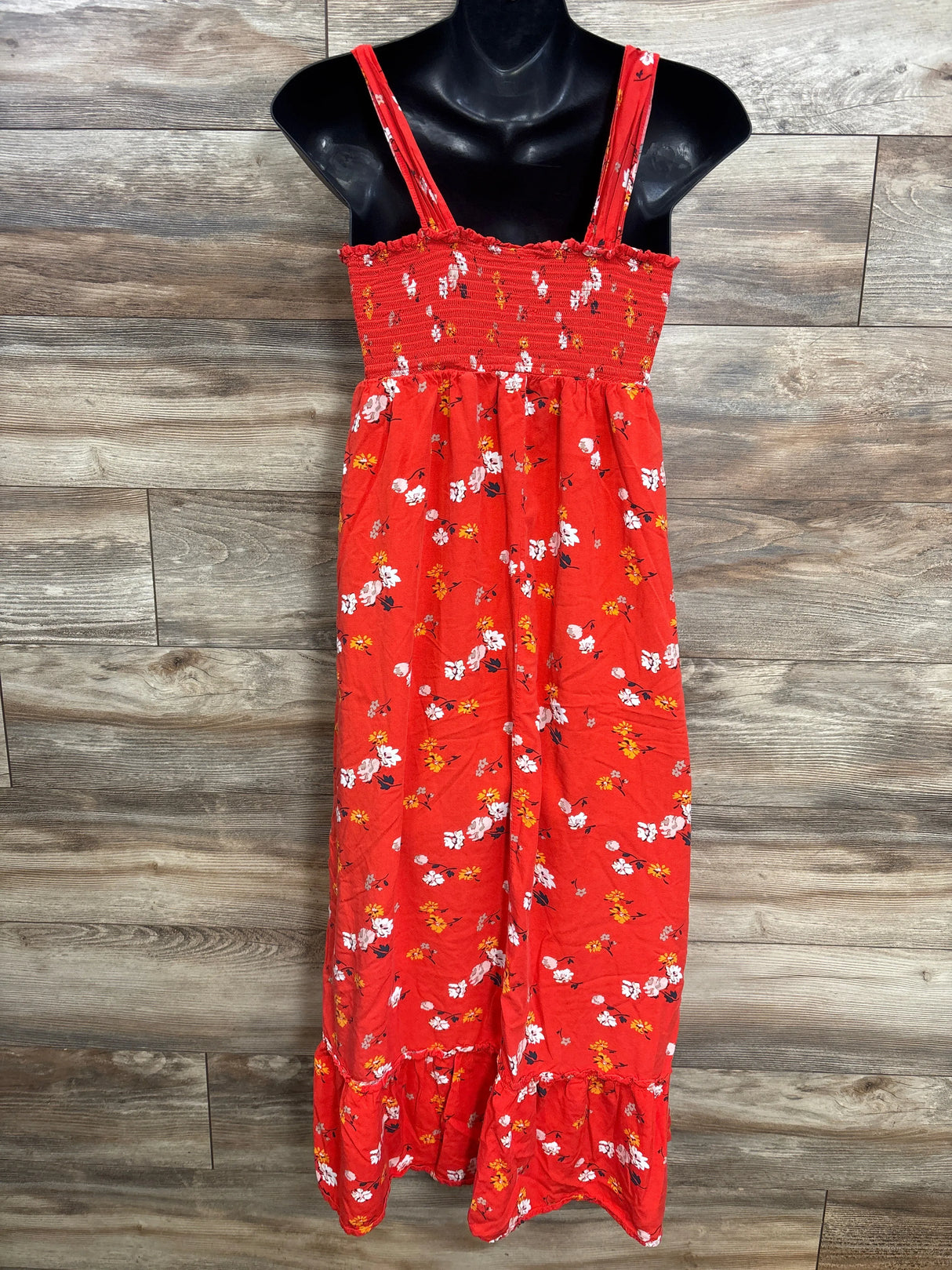 Isabel Maternity Floral Smocked Dress Blood Orange sz Medium