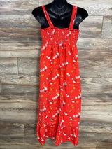 Isabel Maternity Floral Smocked Dress Blood Orange sz Medium