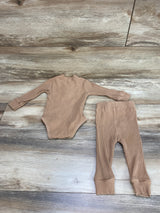 2pc Ribbed Bodysuit & Pants Brown sz 9-12m