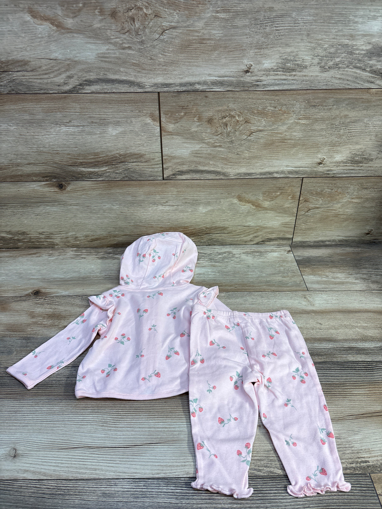 NWOT Child Of Mine 2pc Strawberry Zip-Up Jacket & Pants Set Pink sz 3-6m