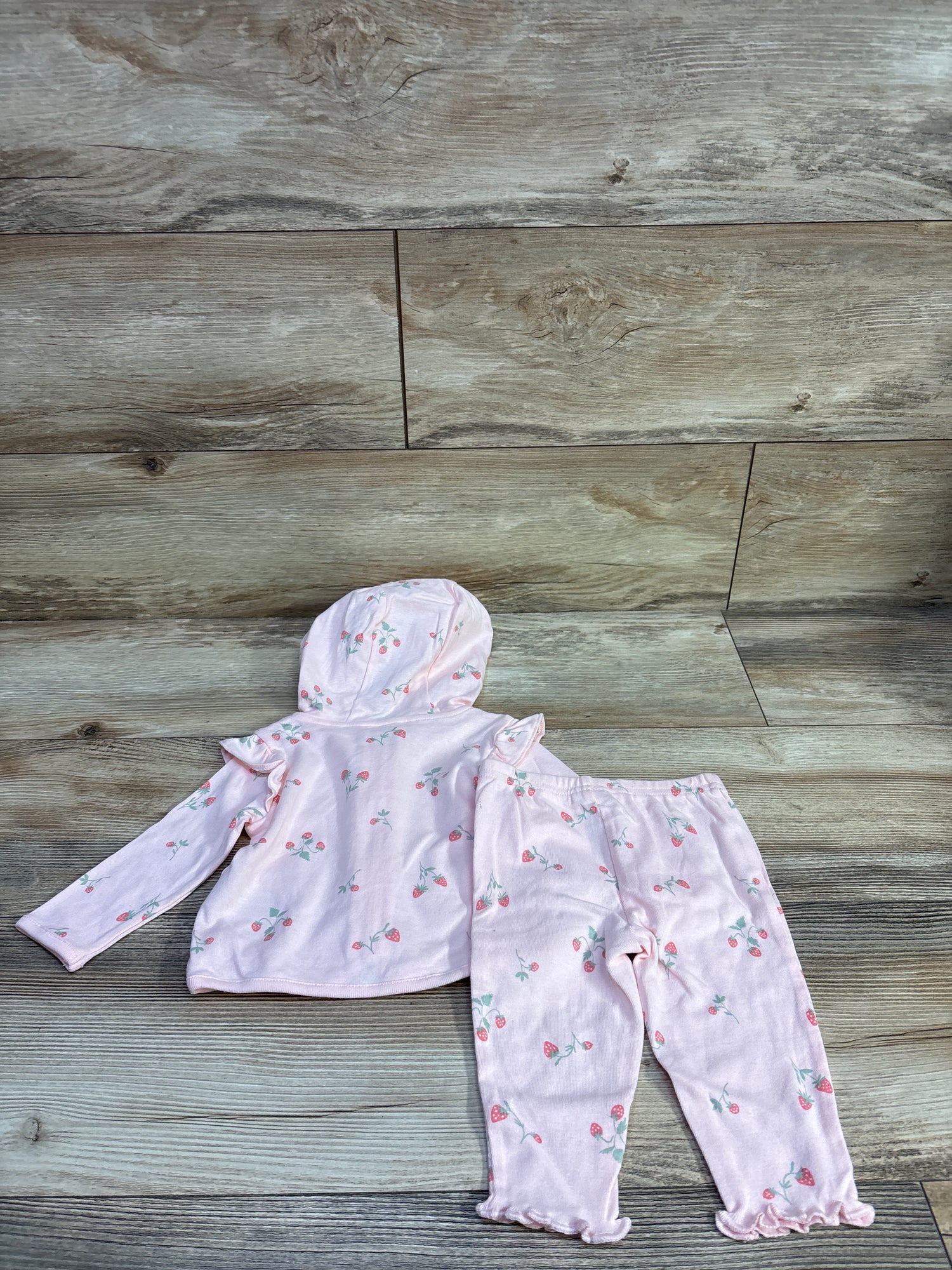 NWOT Child Of Mine 2pc Strawberry Zip-Up Jacket & Pants Set Pink sz 3-6m