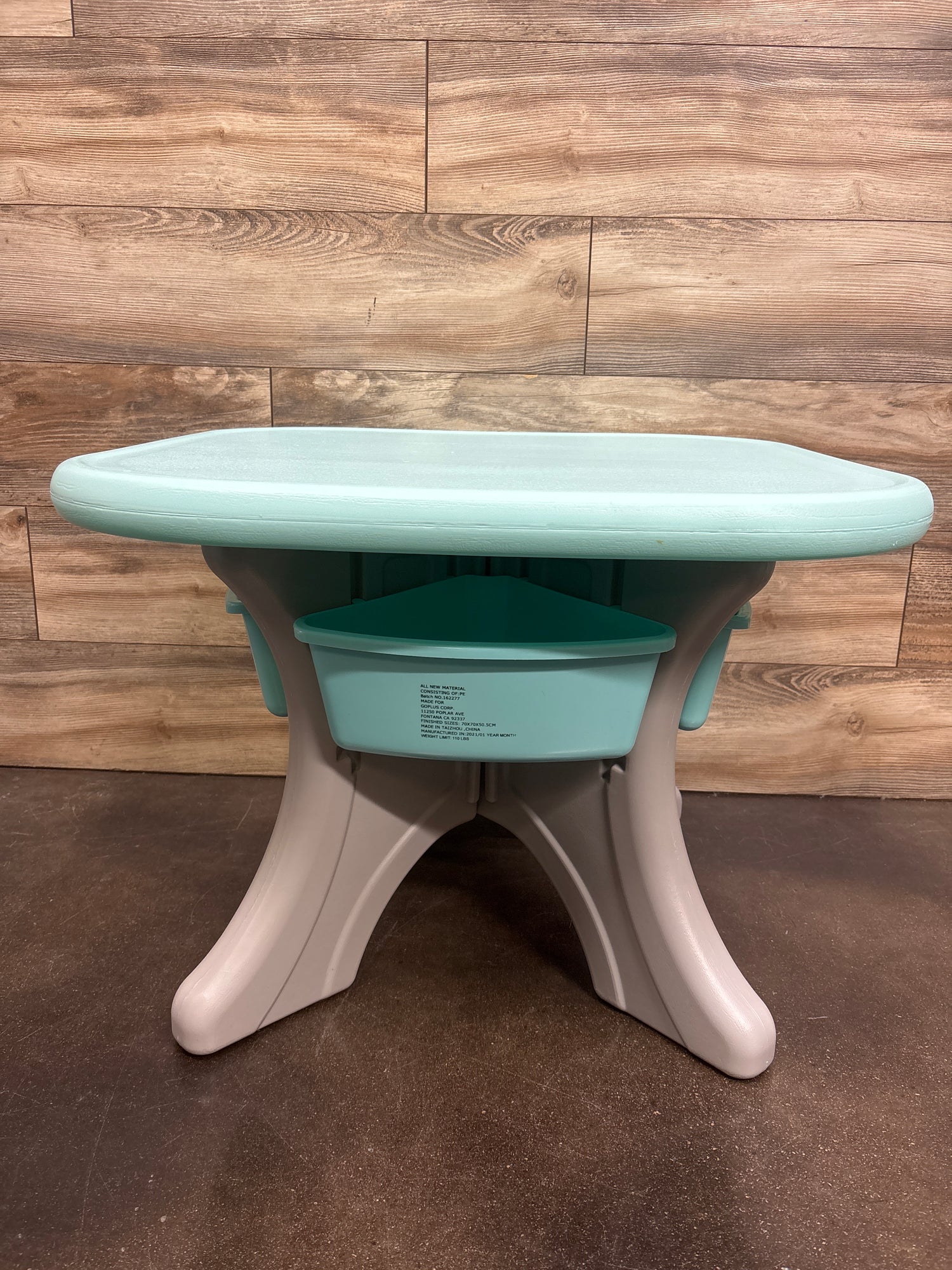 Gymax Kids Table & Two Chairs with Storage Bins, Blue