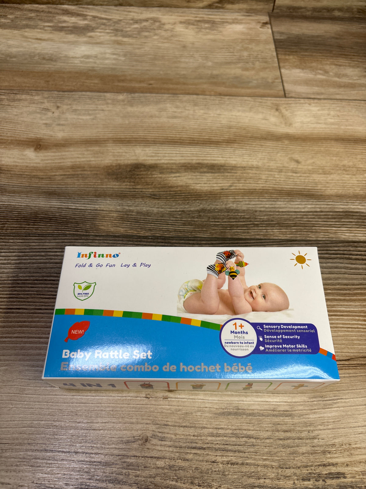 Infinno Baby Wrist Rattle Socks and Foot Finder Set 4pk sz 0-12m