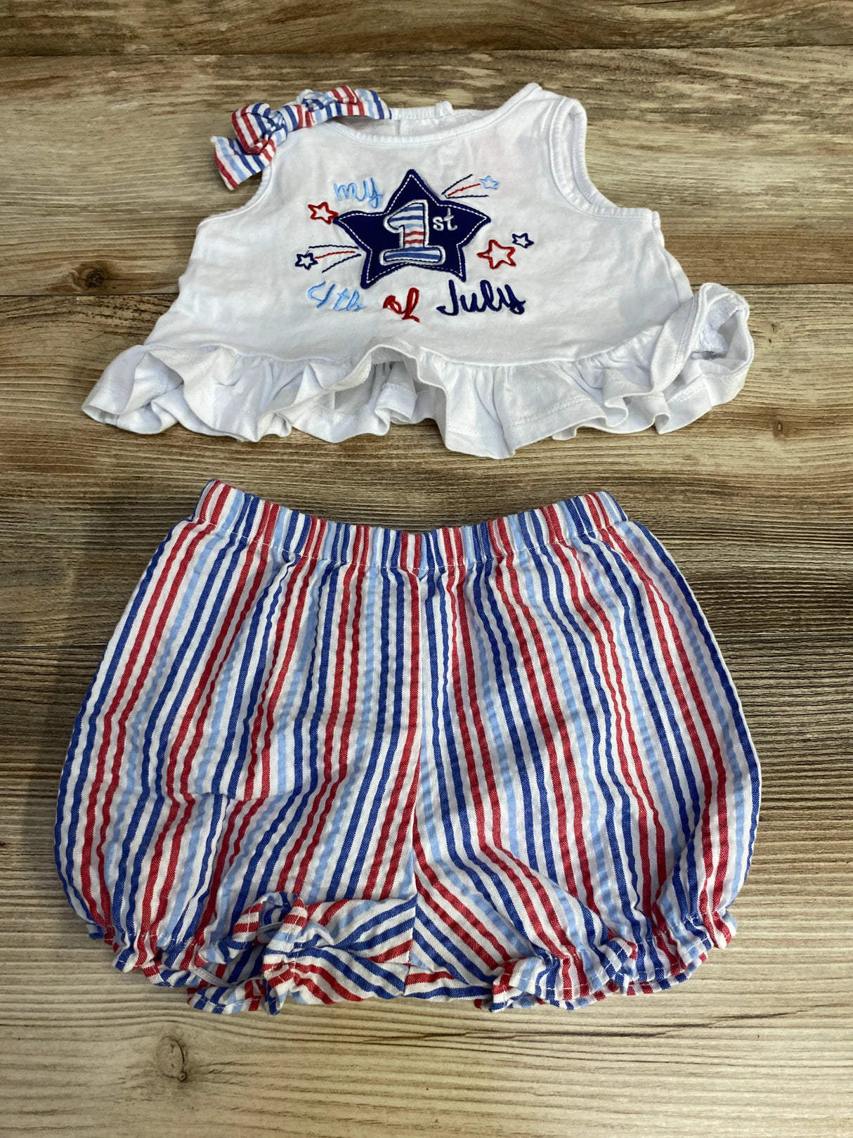 Goodlad 2pc My 1st 4th of July Top & Shorts Set White sz 12m