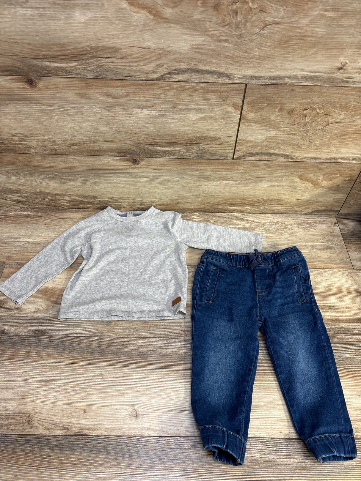 7 For All Mankind 2pc Shirt And Denim Joggers Set Grey sz 24m