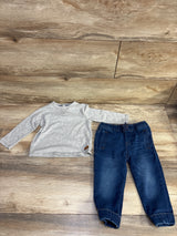 7 For All Mankind 2pc Shirt And Denim Joggers Set Grey sz 24m