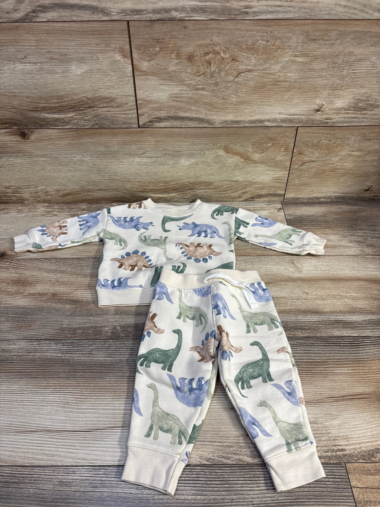 Just One You 2pc Dinosaur Pullover Sweatshirt & Bottoms Set Beige sz 9m