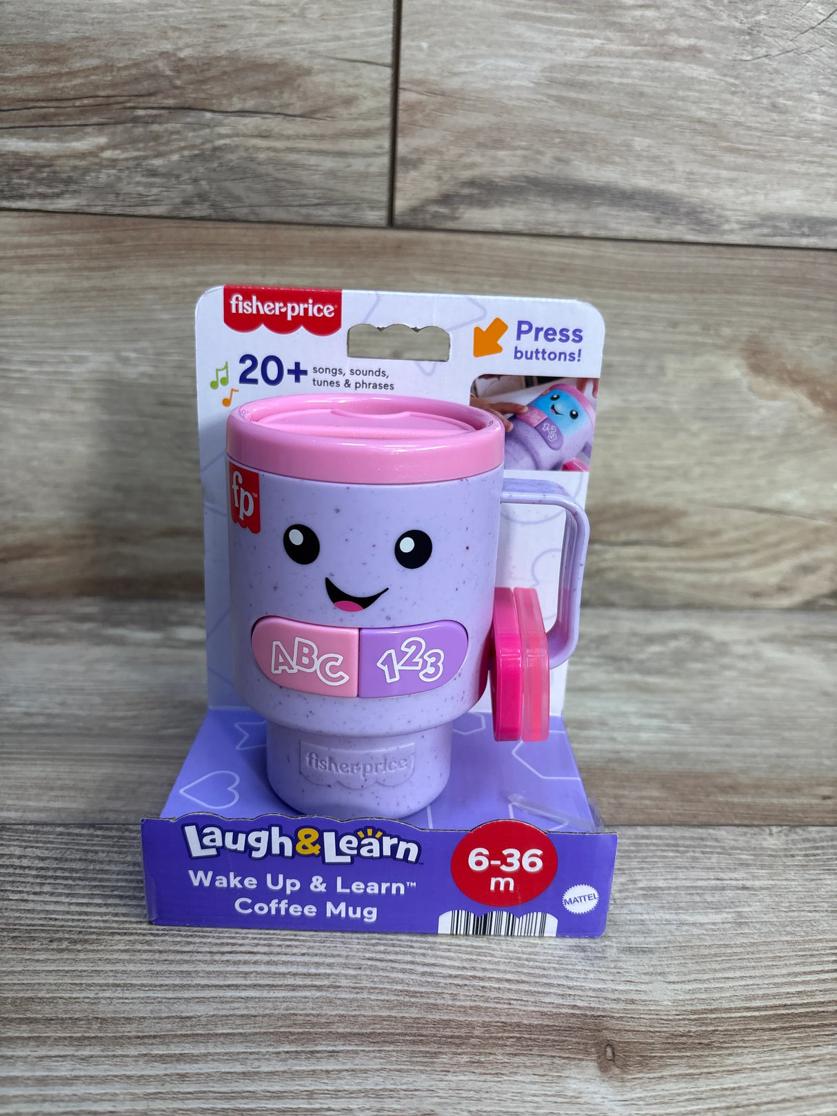 NEW Fisher Price Laugh & Learn Wake Up Coffee Mug Purple