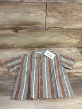 NEW H&M Striped Linen Blend Resort Shirt Beige sz 2T