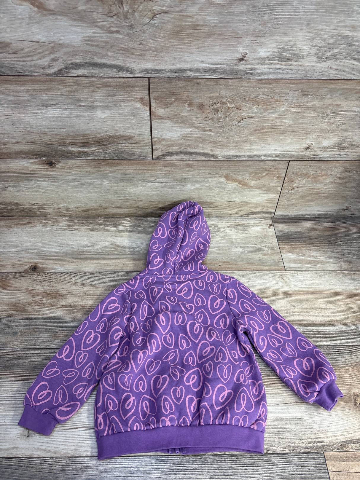 Okie Dokie Heart Print Full Zip Hoodie Purple sz 24m