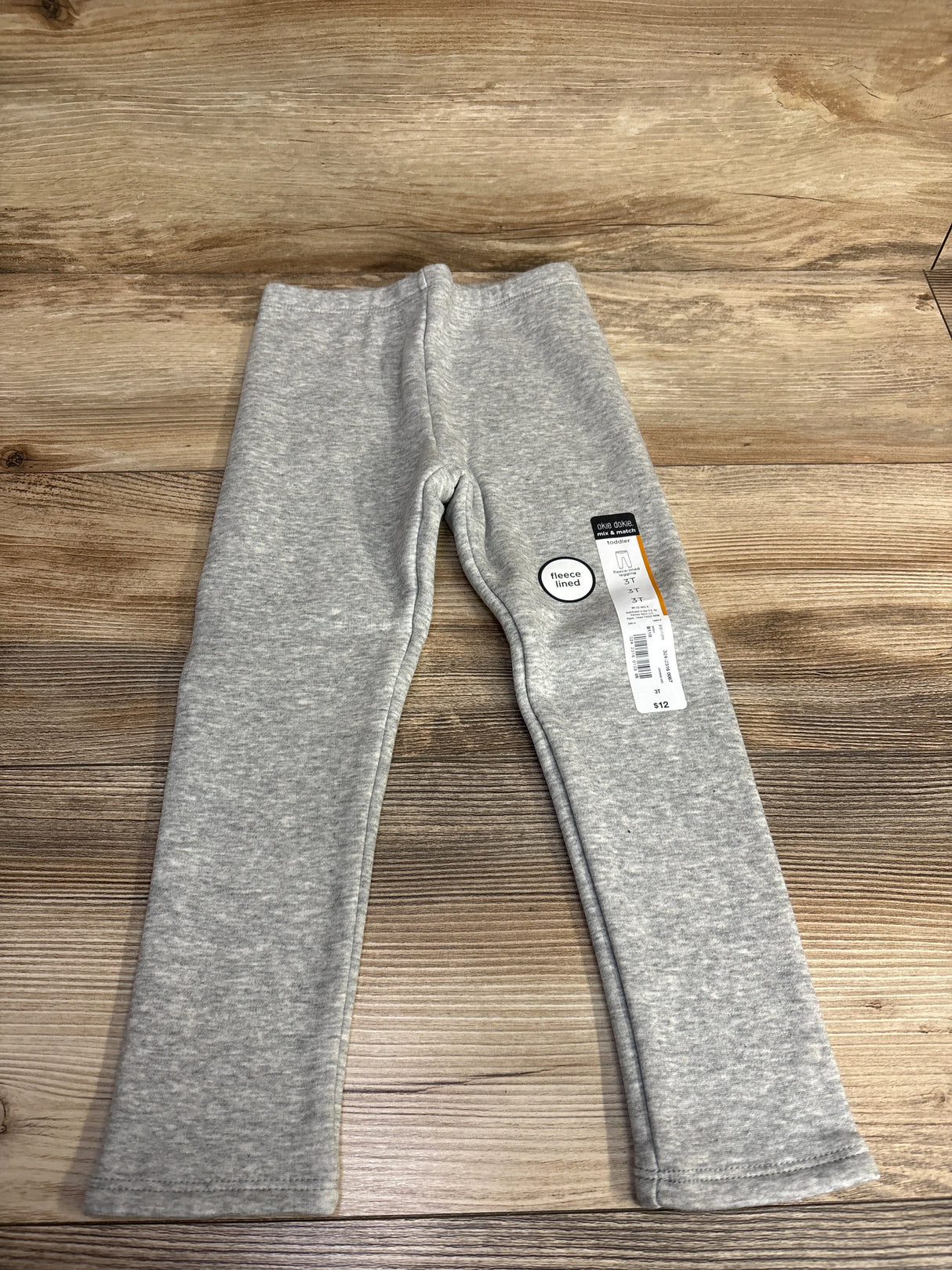 NEW Okie Dokie Heather Grey Fleece Lined Leggings sz 3T