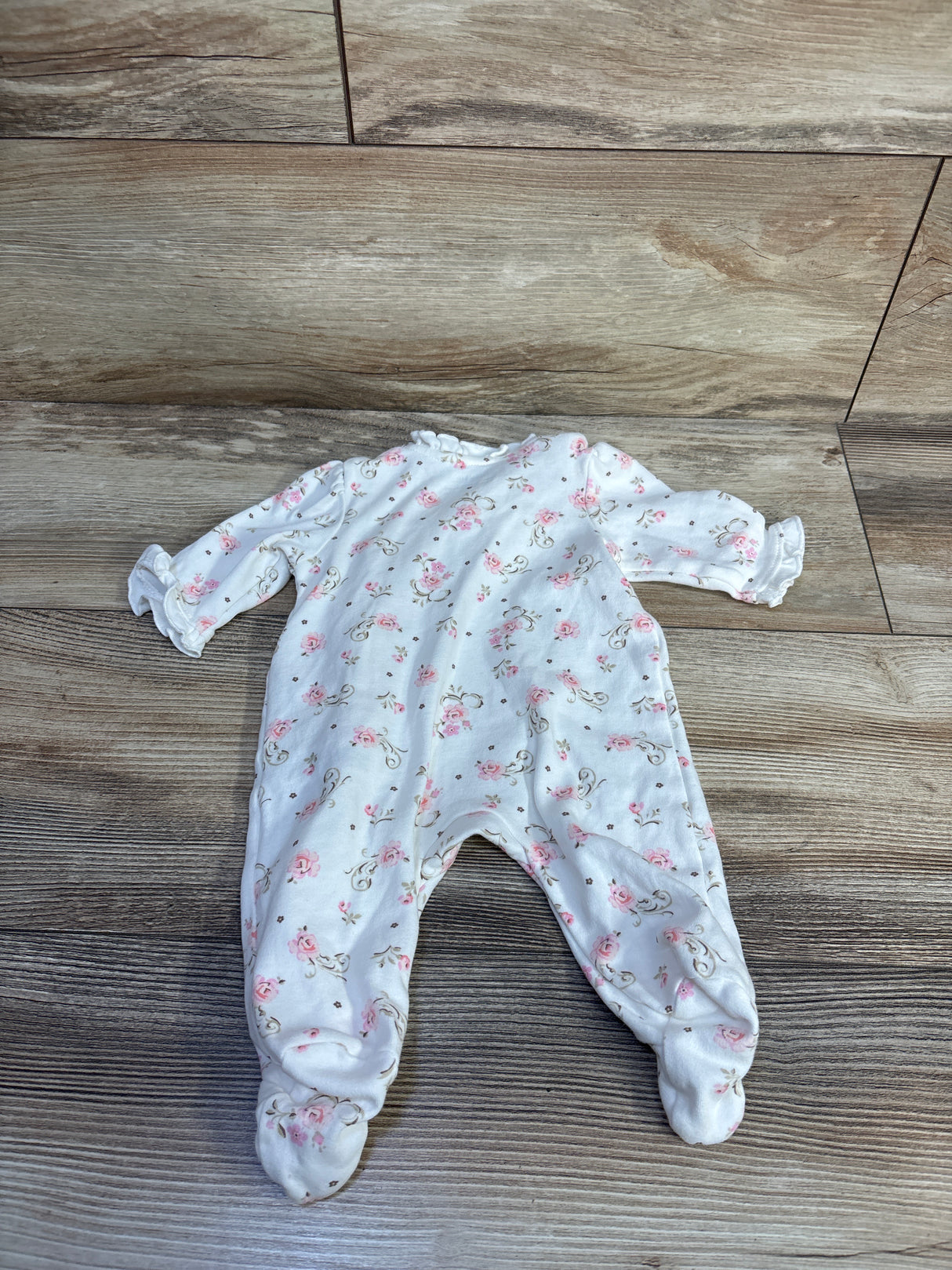 Little Me Floral Ruffle Sleeper White sz Newborn