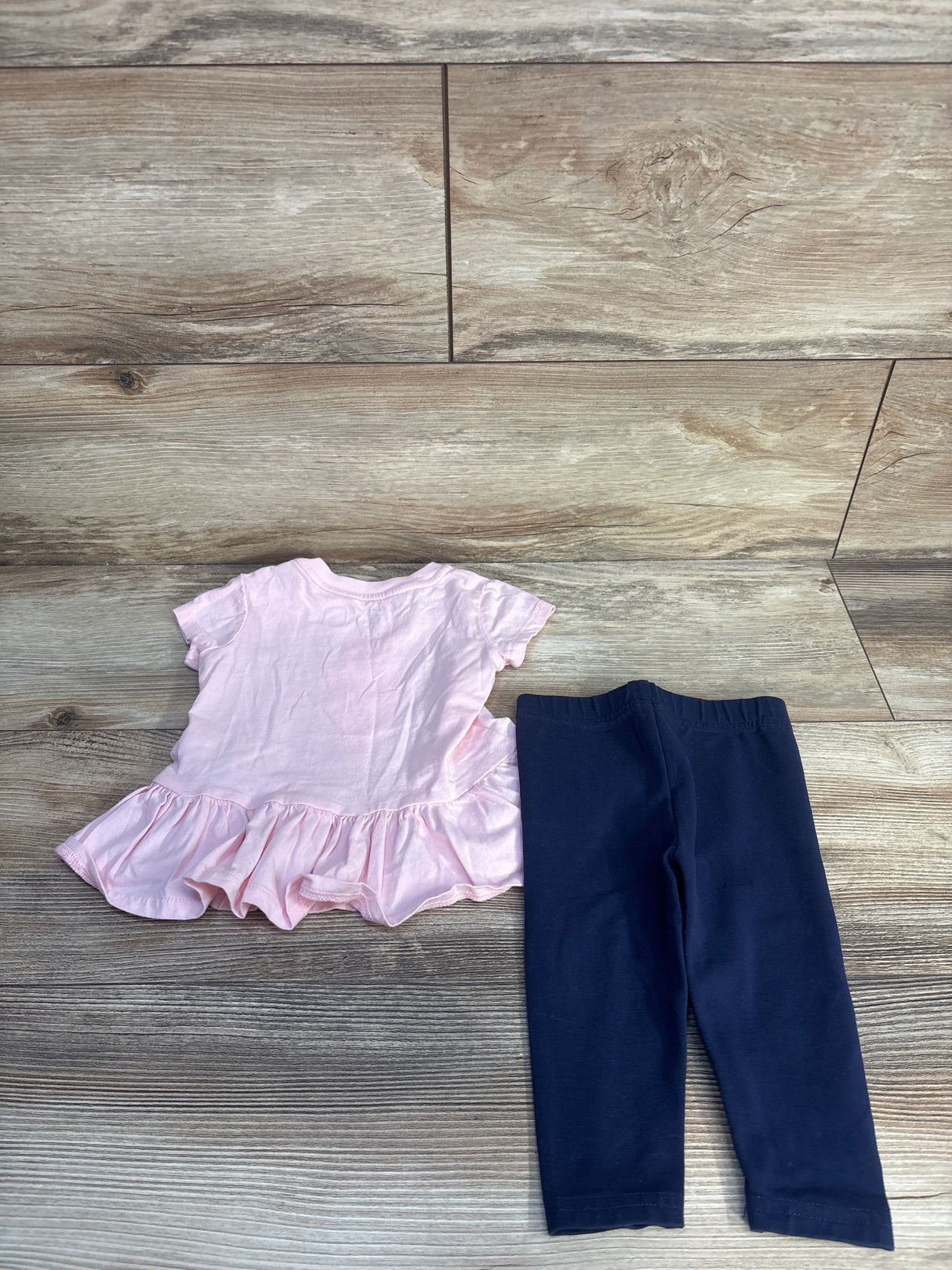 Ralph Lauren 2pc Polo Bear Peplum Top & Leggings Set Pink sz 9m