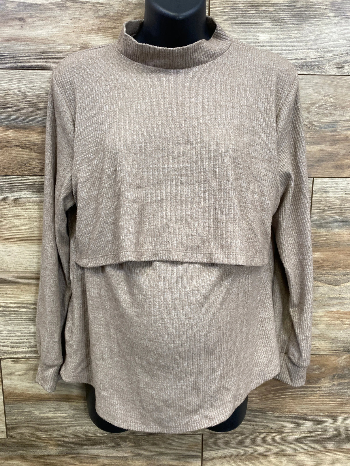 Old Navy Maternity Mock Neck Double Layer Nursing T-Shirt Tan sz Large