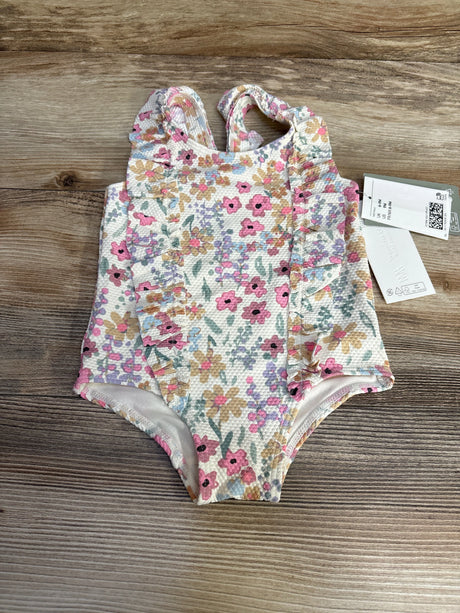NEW H&M 1pc Floral Ruffle Swimsuit White sz 9m - Me n Mommy To Be