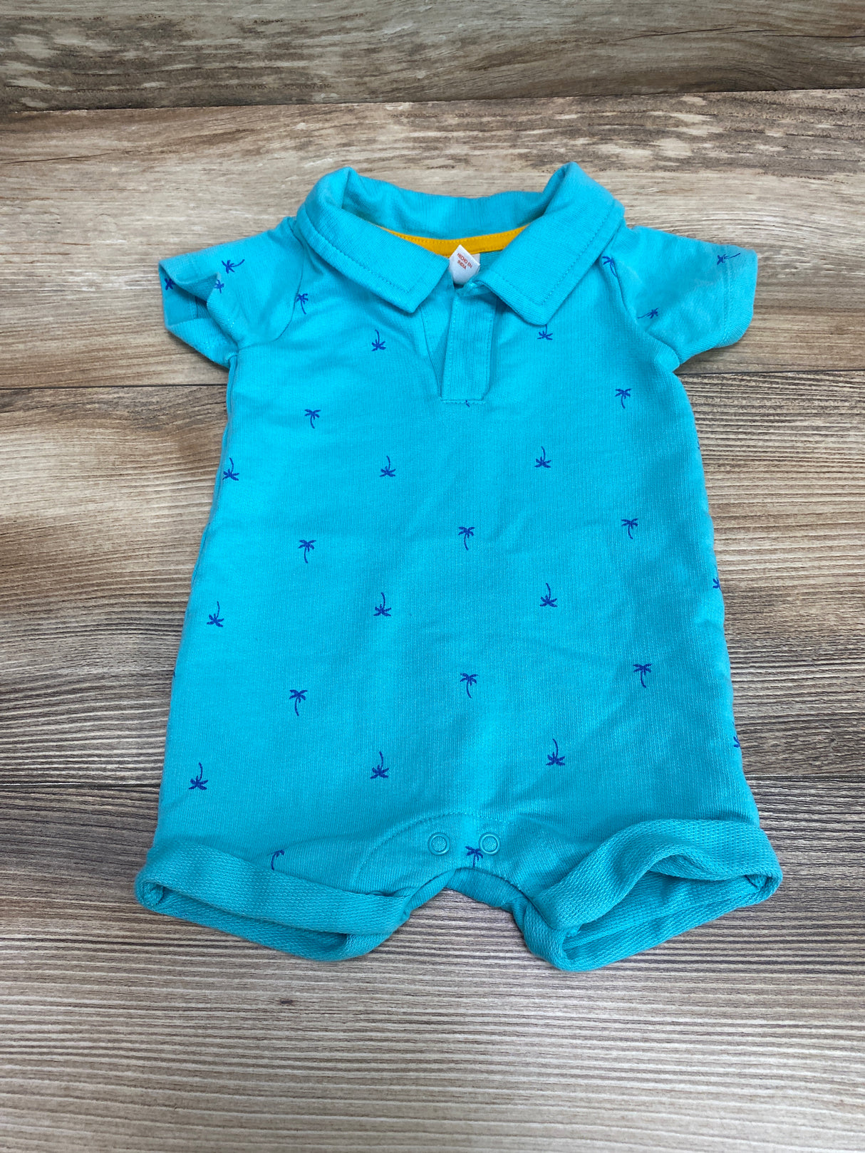 Cat & Jack Palm Tree Print Shortie Romper Blue sz 0-3m