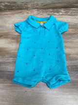 Cat & Jack Palm Tree Print Shortie Romper Blue sz 0-3m