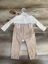 NEW Rabbit Bear Dog Print Coverall White sz 0-3m