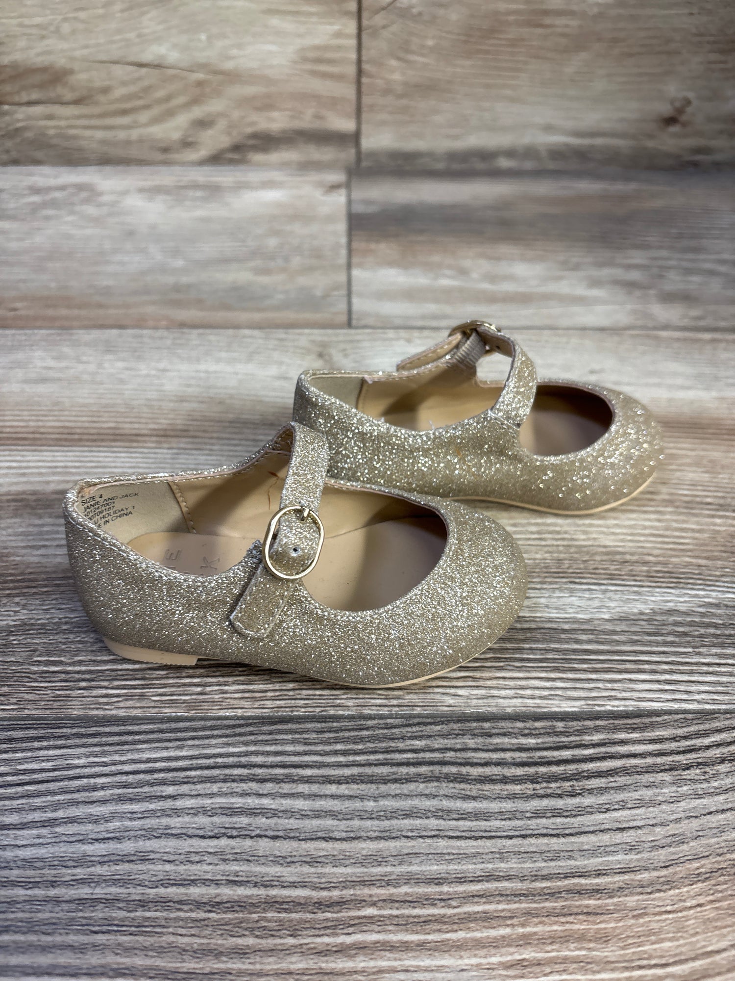 Janie & Jack Mary Jane Glitter Flats Gold sz 4c