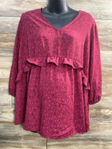 NEW Isabel Maternity Ruffle Waist Woven Top Berry sz Large