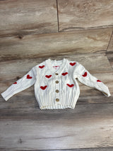 Shein Button Front Heart Print Cardigan Ivory sz 4T