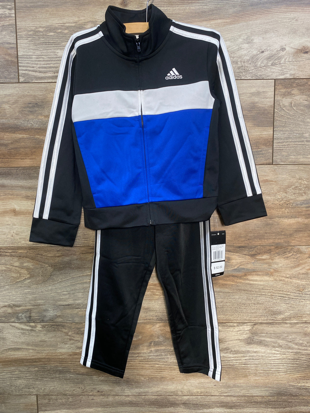 NEW Adidas Color Block Tricot Jacket & Pants Set Black sz 4T