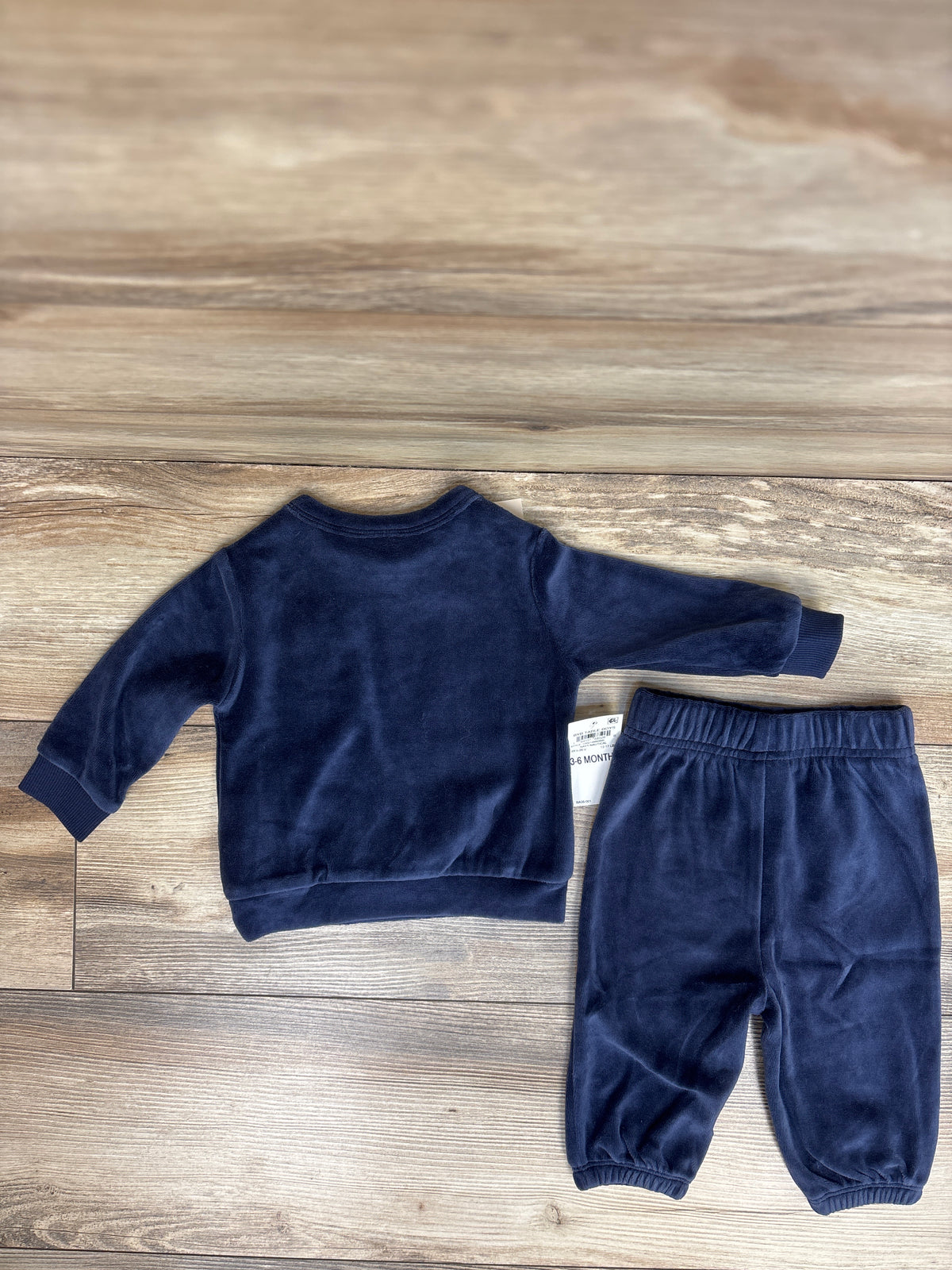 NEW First Impressions 2pc Velour Long Sleeve Shirt & Pants Set Navy sz 3-6m