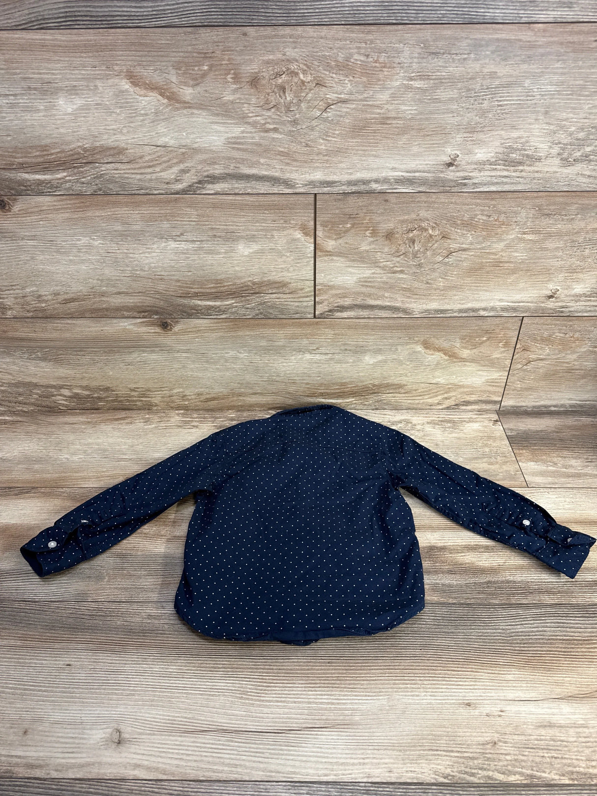 H&M Polka Dot Button Up Shirt Navy sz 3T