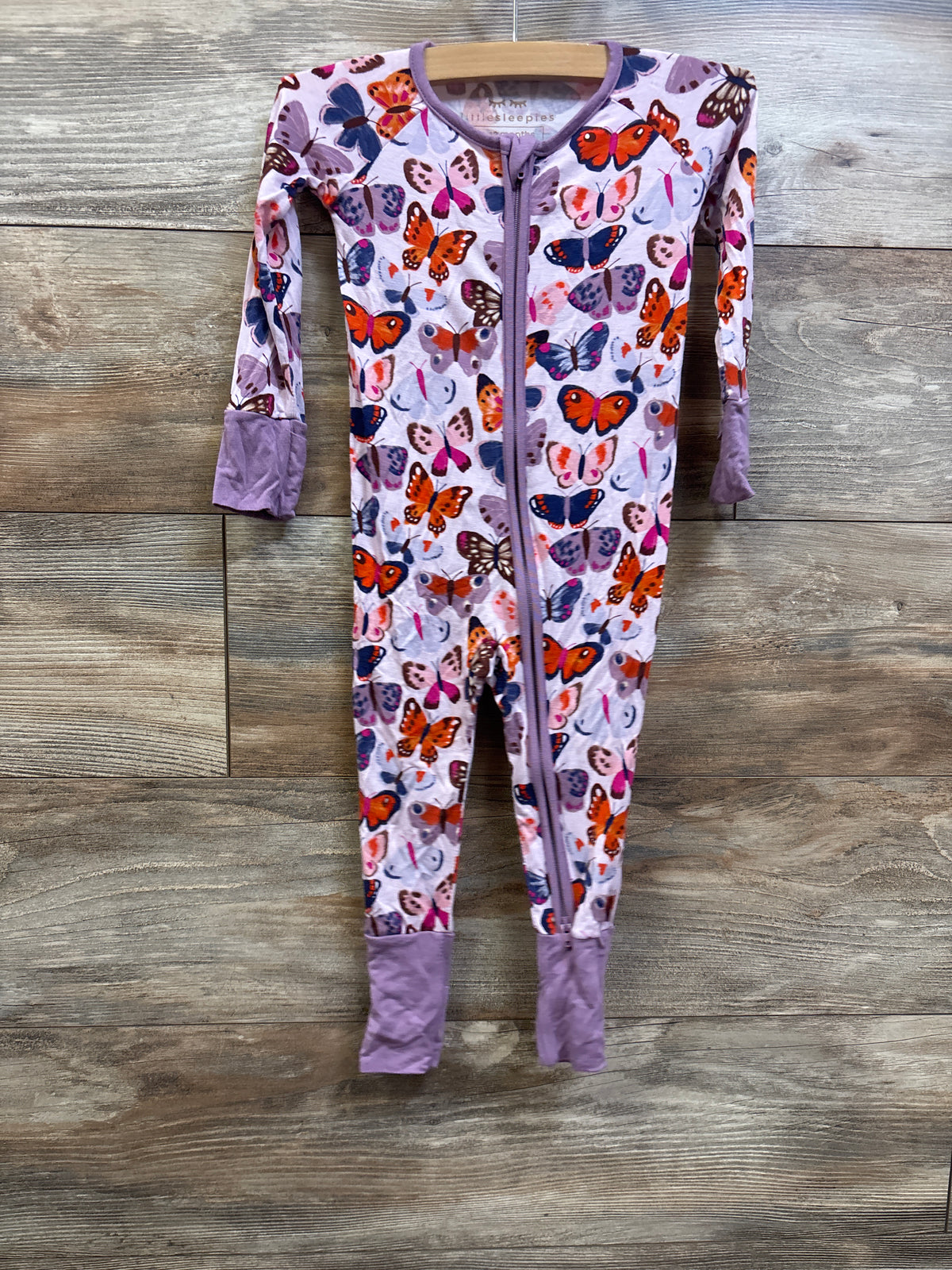 Little Sleepies Bamboo Butterfly Convertible Sleeper Pink sz 6-12m