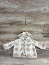 Cat & Jack Full Zip Checkered Plush Jacket Beige sz 6-9m