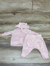 Carter's 2pc Terry Cloth Full Zip Hoodie & Joggers Set Pink sz 3m