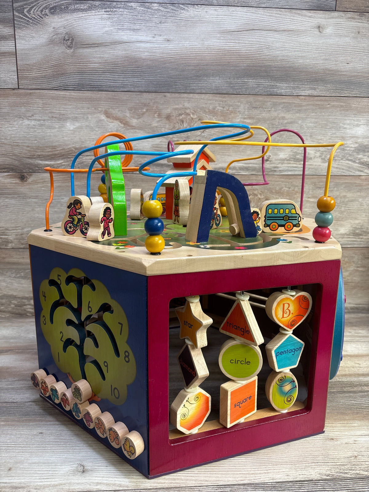 B. toys Wooden Activity Cube, Youniversity
