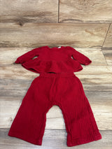 Cat & Jack 2pc Gauze Long Sleeve Top & Pants Set Red sz 6-9m
